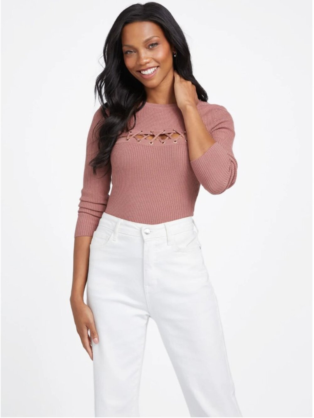 Guess sheena lace-up sweater